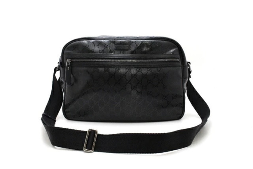 Gucci GG Imprime Shoulder Bag Calfskin Canvas Black